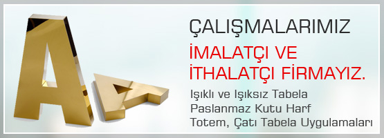 Kutu Harf Tabela Örnekleri